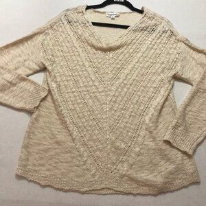 Anthropologie Cloud Chaser Cream Open Knit Sweater
